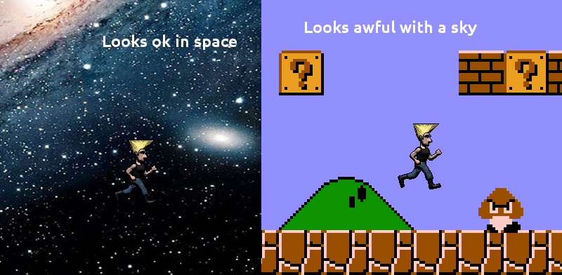 Our intrepid hero in space, but also a mario level