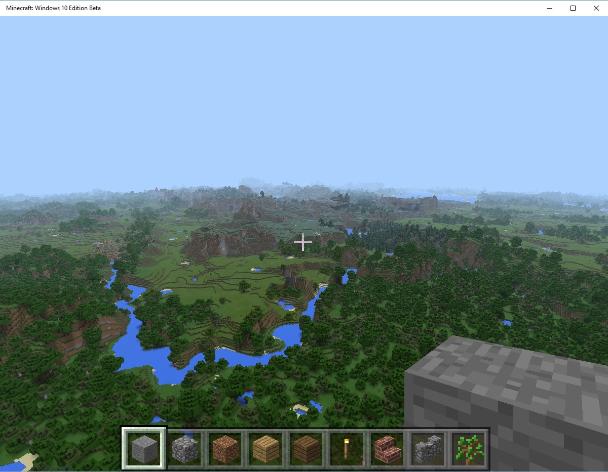 A screenshot of a Minecraft world with a really far render distance