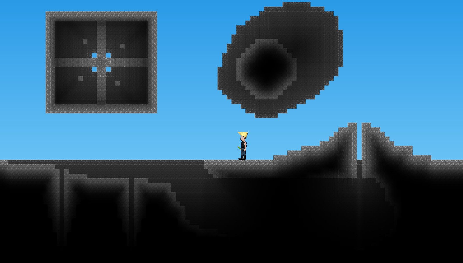 A screenshot from the game showing lots of different lighting effects