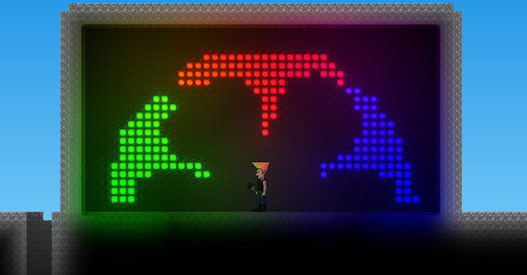 A screenshot of the game with pretty lights